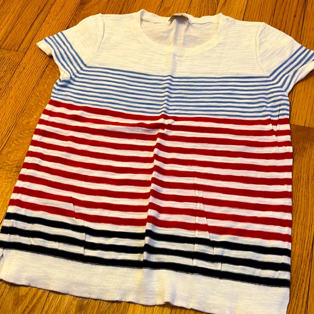 LOFT Petite Short Sleeve Striped Sweater